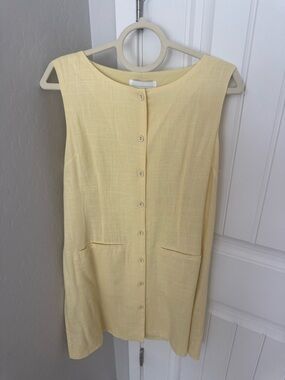 Sleeveless Button-Front Mini Dress in Soft Yellow